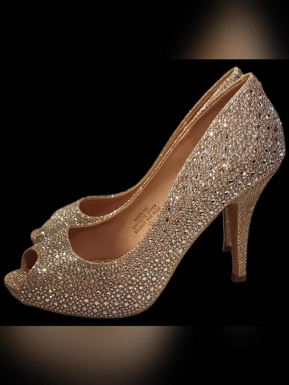 The Blossom Apparel Gold Crystal Peep-Toe Stiletto Heels